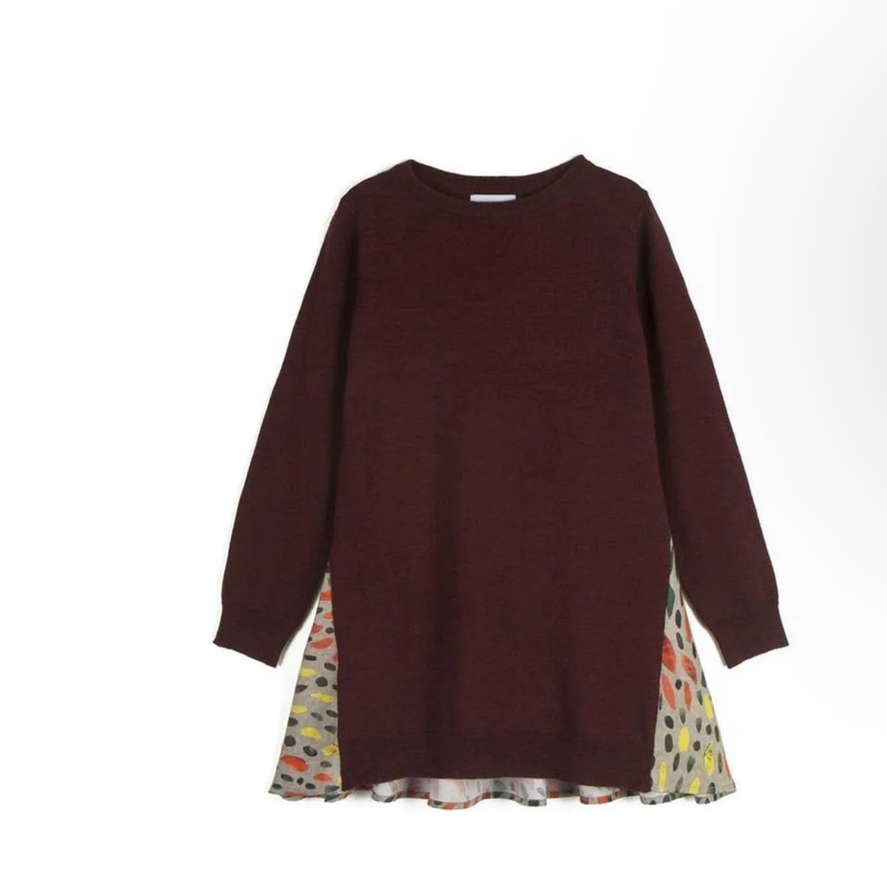 Children's Maroon Sweatshirt w/ Colorful Hem by boutique designer Wolf and Rita